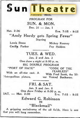 Sun Theatre - Dec 30 1939 Ad
